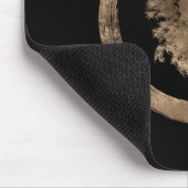 Enso Zen-Kreis und Baum - Gold auf Schwarzem Mousepad (Ecke)