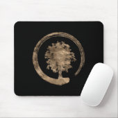 Enso Zen-Kreis und Baum - Gold auf Schwarzem Mousepad (Mit Mouse)
