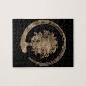 Enso Zen-Kreis und Baum - Gold auf Schwarzem Puzzle (Horizontal)