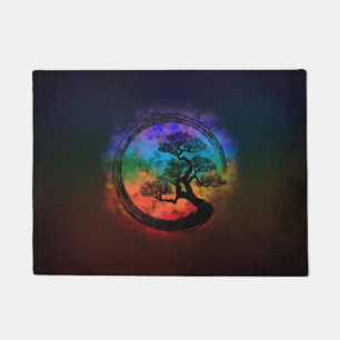 Enso-Zen-Kreis und Bonsai-Baumnebel Fußmatte