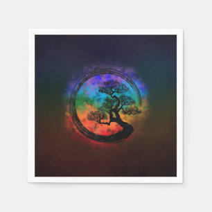 Enso-Zen-Kreis und Bonsai-Baumnebel Serviette