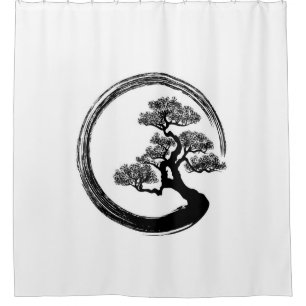 Enso Zen-Kreis und Bonsais-Baum Duschvorhang