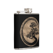 Enso Zen-Kreis und Bonsais-Baum-Gold Flachmann (Rechts)