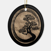 Enso Zen-Kreis und Bonsais-Baum-Gold Keramik Ornament (Links)
