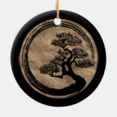 Enso Zen-Kreis und Bonsais-Baum-Gold Keramik Ornament (Hinten)