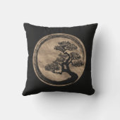 Enso Zen-Kreis und Bonsais-Baum-Gold Kissen (Rückseite)
