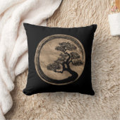 Enso Zen-Kreis und Bonsais-Baum-Gold Kissen (Decke)