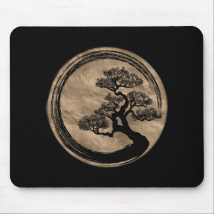 Enso Zen-Kreis und Bonsais-Baum-Gold Mousepad