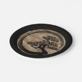 Enso Zen-Kreis und Bonsais-Baum-Gold Pappteller (Schrägansicht)