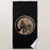 Enso Zen-Kreis und Bonsais-Baum-Gold Strandtuch (Vorderseite)