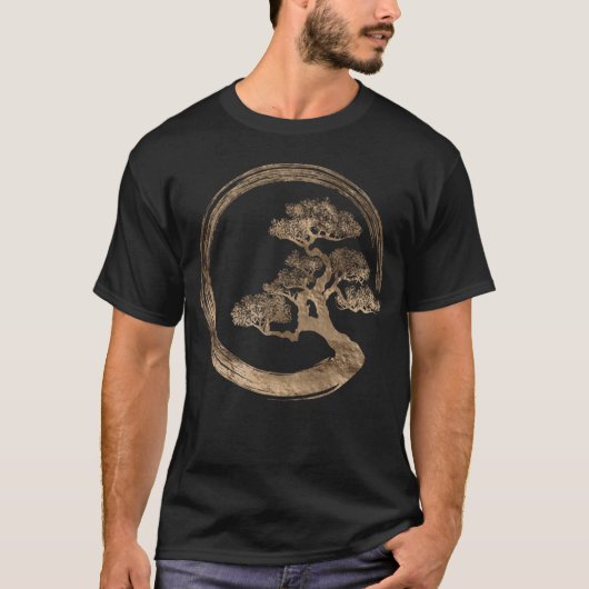Enso Zen-Kreis und Bonsais-Baum T-Shirt (Vorderseite)