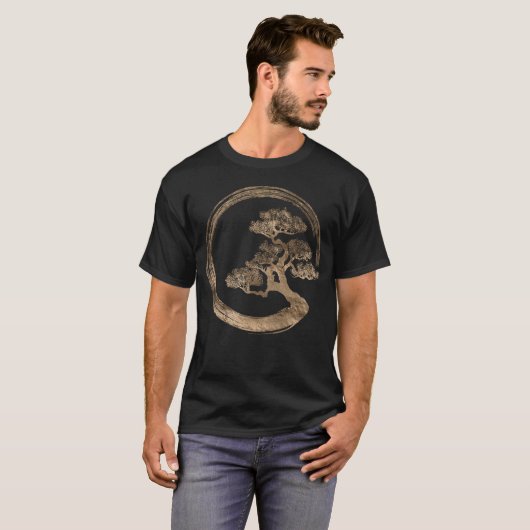 Enso Zen-Kreis und Bonsais-Baum T-Shirt (Vorne ganz)