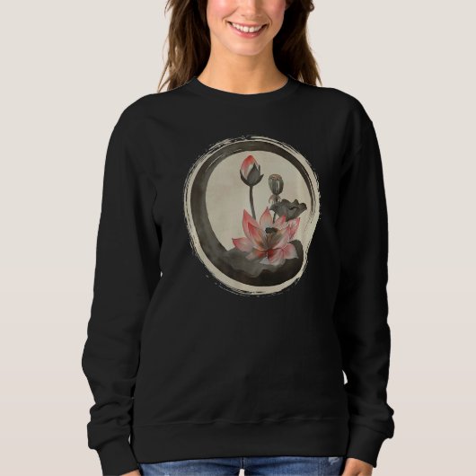 Enso-Zen-Kreis und Lotus Sweatshirt (Vorderseite)