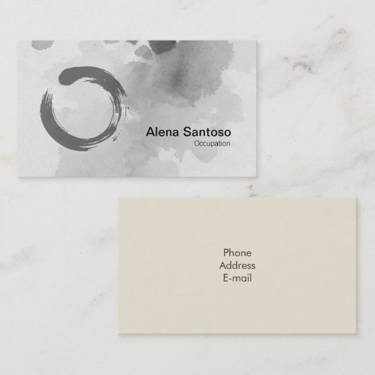 Enso Zen Watercolor Business Card Visitenkarte (Vorne/Hinten)