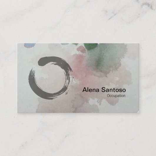 Enso Zen Watercolor Business Card Visitenkarte (Vorderseite)
