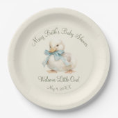 Entchen mit Band Baby Shower Papier Pappteller (Vorderseite)