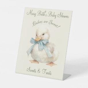 Entchen mit Band Baby Shower Süßigkeiten & Leckere Sockelschild
