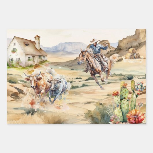 Entcoupage der Western - Cowboy-Outdoor-Landwüste Geschenkpapier Set (Vorderseite 2)