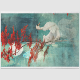 Entcoupage von Swan Lake Turquoise & Coral Red Tre Seidenpapier