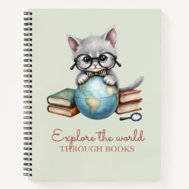 "Entdecke die Welt durch Bücher" Niedlich Kitten Notizblock