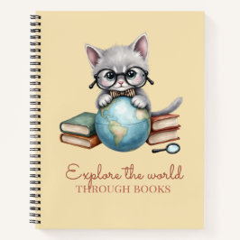 "Entdecke die Welt durch Bücher" Niedlich Kitten Notizblock