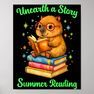 Entdecke eine Geschichte Capybara liest Bücher Som Poster