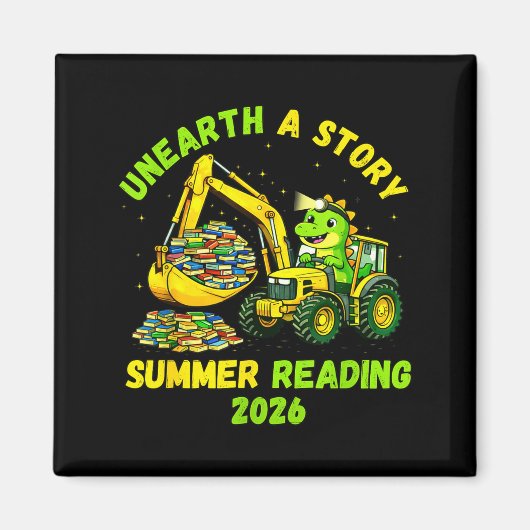 Entdecke eine Geschichte Dinosaurier Bagger Liebha Magnet (Vorne)