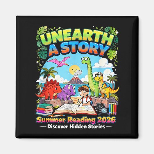 Entdecke eine Geschichte Dinosaurier Bücher Sommer Magnet (Vorne)