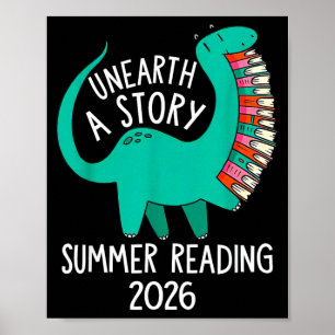 Entdecke eine Geschichte Sommerlektüre 2026 Dinosa Poster