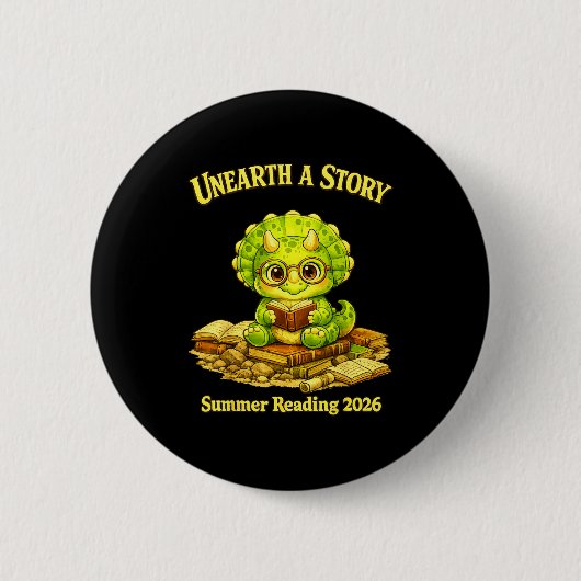 Entdecke eine Geschichte Triceratops Dinosaurier l Button (Vorderseite)