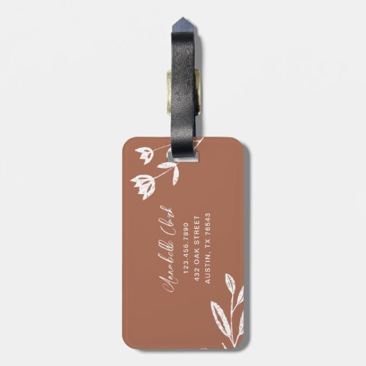 Entdecke + Traum Naturfarben und Foto mit Blumen Gepäckanhänger (Rückseite vertikal)