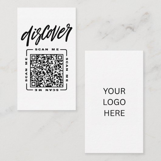Entdecken | Anpassbare QR-Code- und Logovorlage Visitenkarte (Vorne/Hinten)