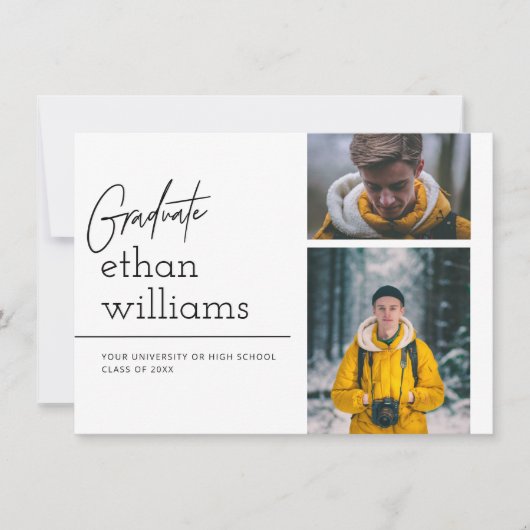 Entdecken | Moderne 2 Fotos Abschluss Ankündigung (Vorderseite)