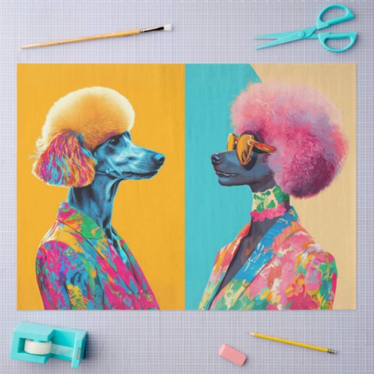 Entdecken Sie Abstrakt lebendige, farbige Poodles Seidenpapier (Basteln)