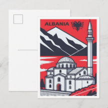 Entdecken Sie Albanien Vintage-Reiseillustration