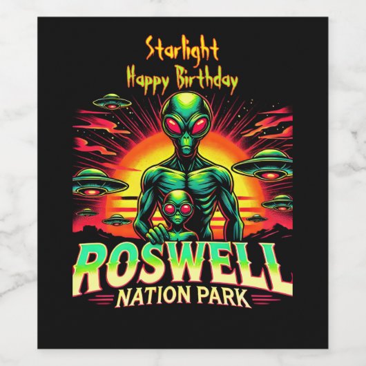 Entdecken Sie Alien Mysteries in Roswell! Weinetikett (Einzelnes Label)