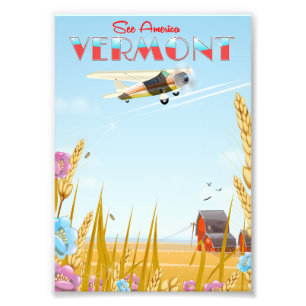 "Entdecken Sie Amerika" Vermont Land Reiseplakat Fotodruck