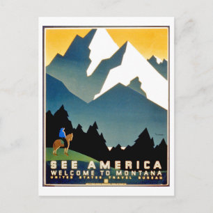 Entdecken Sie Amerika, willkommen in den Bergen vo Postkarte