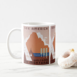 Entdecken Sie Amerika Willkommen in Montana, Vinta Kaffeetasse