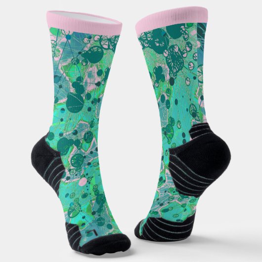 Entdecken Sie Aquamarines abstraktes Design Socken (Gewinkelt)