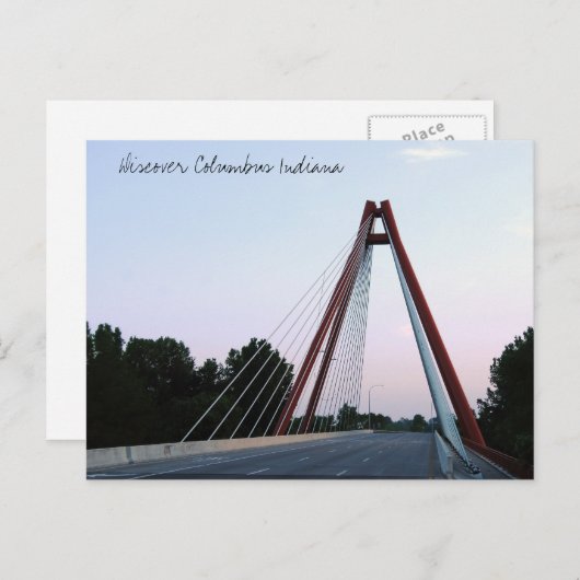 Entdecken Sie Columbus Indiana Second St Bridge Postkarte (Vorne/Hinten)