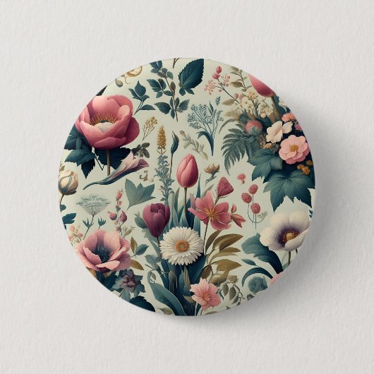 Entdecken Sie das Atemberaubende botanische Muster Button (Vorderseite)