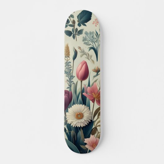 Entdecken Sie das Atemberaubende botanische Muster Skateboard (Vorne)