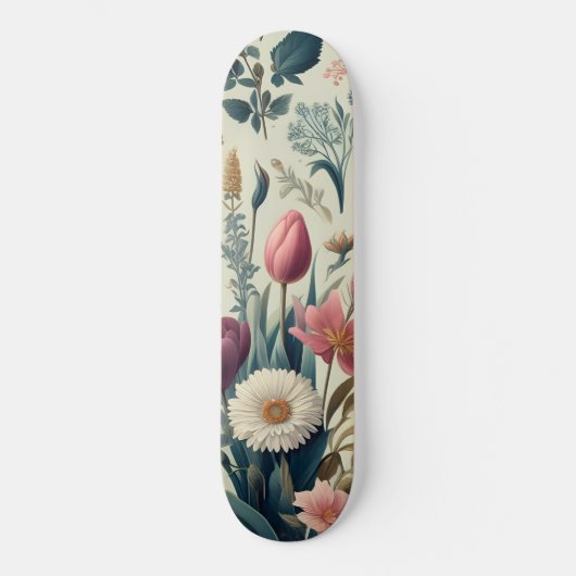 Entdecken Sie das Atemberaubende botanische Muster Skateboard (Vorderseite)