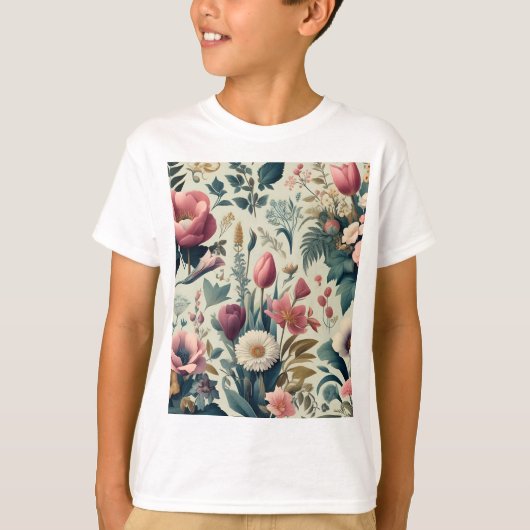Entdecken Sie das Atemberaubende botanische Muster T-Shirt (Vorderseite)