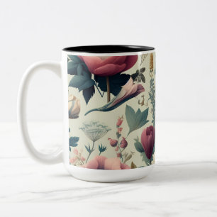 Entdecken Sie das Atemberaubende botanische Muster Zweifarbige Tasse