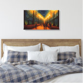Entdecken Sie das pulsierende Nachtleben mit digit Leinwanddruck (Insitu (Schlafzimmer))