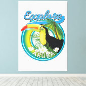 Entdecken Sie das Reiselogo von Aruba Leinwanddruck (Insitu (Holzboden))