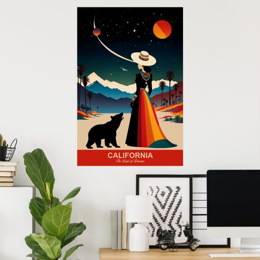Entdecken Sie das Reiz Kaliforniens Reiseplakat Poster (Heimbüro)