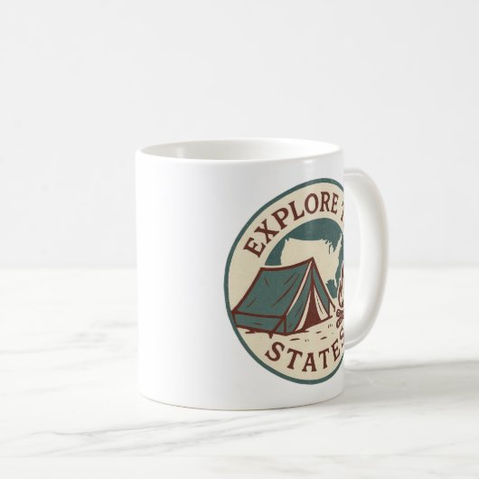 Entdecken Sie das Retro-Camping-Design der Staaten Kaffeetasse (VorderseiteRechts)